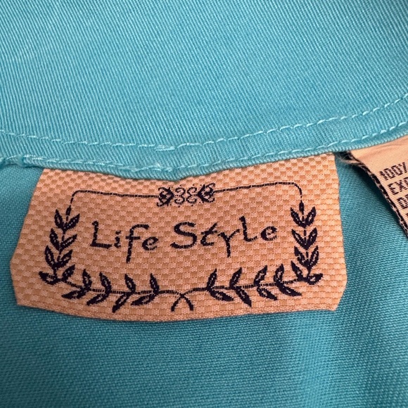 Life Style Jacket Womens Aqua Blue Stone Embellished Coat Sequin Hook Eye Size M - Picture 14 of 14